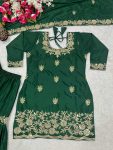 LATEST NATURAL CREPE SEQUENCE EMBROIDERY WORK TOP SHARARA WITH DUPATTA FESTIVE WEAR WHOLESALE PRICE ETHNIC GARMENT (3)