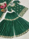 LATEST NATURAL CREPE SEQUENCE EMBROIDERY WORK TOP SHARARA WITH DUPATTA FESTIVE WEAR WHOLESALE PRICE ETHNIC GARMENT (3)