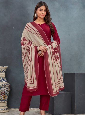 LATEST ROMAN SILK DIGITAL PRINTED TOP BOTTOM WITH DUPATTA  RED