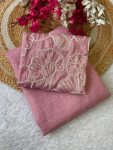LATEST SOFT CANDY CRUSH BITS WORK SAREE WITH UNSTITCHED BLOUSE PEACH