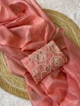 LATEST SOFT CANDY CRUSH BEADS WORK SAREE WITH UNSTITCHED BLOUSE DAILY WEAR WHOLESALE PRICE ETHNIC GARMENT (32)