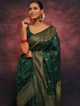 LATEST SOFT LICHI SILK JACQUARD WORK SAREE WITH UNSTITCHED BLOUSE SEASONABLE WEAR WHOLESALE PRICE ETHNIC GARMENT (5)