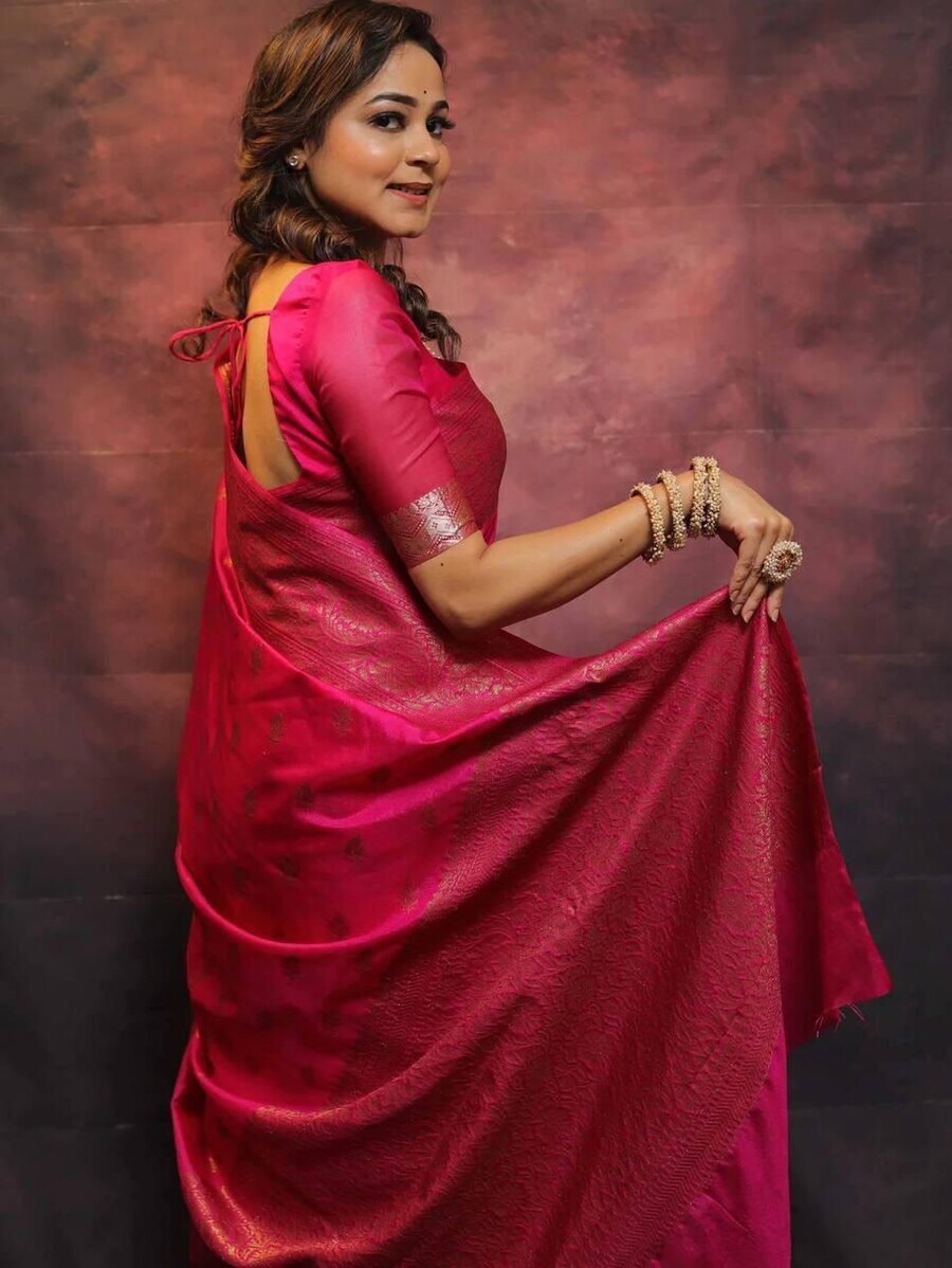 LATEST SOFT LICHI SILK JACQUARD WORK SAREE WITH UNSTITCHED BLOUSE SEASONABLE WEAR WHOLESALE PRICE ETHNIC GARMENT (14)