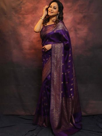 LATEST SOFT LICHI SILK  JACQUARD WORK SAREE WITH UNSTITCHED BLOUSE WINE
