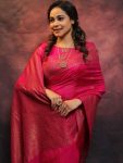 LATEST SOFT LICHI SILK JACQUARD WORK SAREE WITH UNSTITCHED BLOUSE SEASONABLE WEAR WHOLESALE PRICE ETHNIC GARMENT (19)