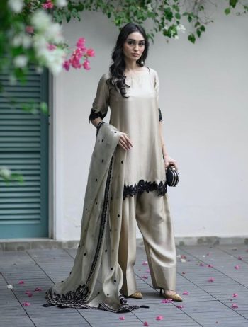 LATEST  STAR GEORGETTE  EMBROIDERY SEQUENCE WORK TOP PATIYALA WITH DUPATTA OFF WHITE