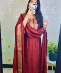 LATEST VICHITRA JACQUARD LACE BORDER WORK  TOP WITH DUPATTA MAROON