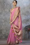 LETEST KHADI COTTON WEAVING WORK SAREE WITH UNSTITCHED BLOUSE BABY PINK