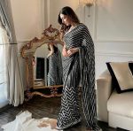LUXURY GEORGETTE EMBROIDERY SEQUENCE WORK LACE WITH PIPING SAREE WITH UNSTITCHED BLOUSE PARTY WEAR WHOLESALE PRICE ETHNIC GARMENT (20)