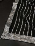 LUXURY GEORGETTE EMBROIDERY SEQUENCE WORK LACE WITH PIPING SAREE WITH UNSTITCHED BLOUSE PARTY WEAR WHOLESALE PRICE ETHNIC GARMENT (20)