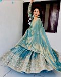 LUXURY HEAVY FANDY SILK SEQUENCE THREAD & ZARI EMBROIDERY WORK LEHENGA CHOLI WITH DUPATTA RECEPTION WEAR WHOLESALE PRICE ETHNIC GARMENT (5)