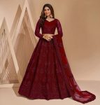 LUXURY NET CHAIN DESIGN WORK LEHENGA CHOLI WITH DUPATTA WEDDING WEAR WHOLESALE PRICE ETHNIC GARMENT (1)