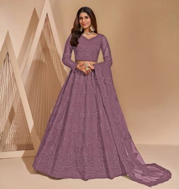 LUXURY NET CHAIN  DESIGN WORK LEHENGA CHOLI WITH DUPATTA LAVENDER