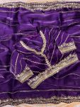 LUXURY PURE JIMMY CHOO SATIN SEQUENCE ZARI WORK SAREE WITH STITCHED BLOUSE WEDDING WEAR WHOLESALE PRICE ETHNIC GARMENT (5)