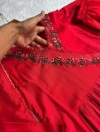 LUXURY PURE MUL COTTON CHANDERI THRED HAND WORK ANARKALI GOWN PALAZZO WITH DUPATTA CASUAL WEAR WHOLESALE PRICE ETHNICGARMENT (13)
