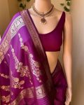 LUXURY SOFT LICHI SILK JACQUARD WORK SAREE WITH UNSTITCHED BLOUSE OFFICE WEAR WHOLESALE PRICE ETHNIC GARMENT (2)