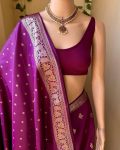 LUXURY SOFT LICHI SILK JACQUARD WORK SAREE WITH UNSTITCHED BLOUSE OFFICE WEAR WHOLESALE PRICE ETHNIC GARMENT (2)