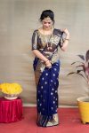 LUXURY SOFT LICHI SILK JACQUARD WORK SAREE WITH UNSTITCHED BLOUSE RECEPTION WEARWHOLESALE PRICE ETHNIC GARMENT (9)