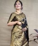 LUXURY SOFT LICHI SILK JACQUARD WORK SAREE WITH UNSTITCHED BLOUSE RECEPTION WEARWHOLESALE PRICE ETHNIC GARMENT (11)