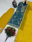 MODERN FUAX GEORGETTE EMBROIDERY SEQUENCE WORK TOP PALAZZO WITH DUPATTA WEDDING WEAR WHOLESALE PRICE ETHNIC GARMENT (39)