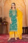 MODERN FUAX GEORGETTE EMBROIDERY SEQUENCE WORK TOP PALAZZO WITH DUPATTA WEDDING WEAR WHOLESALE PRICE ETHNIC GARMENT (39)