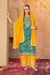 MODERN FUAX GEORGETTE EMBROIDERY SEQUENCE WORK TOP PALAZZO WITH DUPATTA WEDDING WEAR WHOLESALE PRICE ETHNIC GARMENT (39)