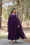 MODERN GEORGETTE PLAIN FRILL WORK GOWN WITH SEQUENCE EMBROIDERY WORK DUPATTA PARTY WEAR WHOLESALE PRICE ETHNICGARMENT (41)