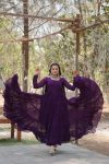 MODERN GEORGETTE PLAIN FRILL WORK GOWN WITH SEQUENCE EMBROIDERY WORK DUPATTA PARTY WEAR WHOLESALE PRICE ETHNICGARMENT (41)