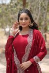 MODERN GEORGETTE PLAIN FRILL WORK GOWN WITH SEQUENCE EMBROIDERY WORK DUPATTA PARTY WEAR WHOLESALE PRICE ETHNICGARMENT (43)
