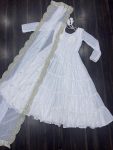 MODERN GEORGETTE PLAIN FRILL WORK GOWN WITH SEQUENCE EMBROIDERY WORK DUPATTA PARTY WEAR WHOLESALE PRICE ETHNICGARMENT (50)