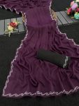 MODERN GEORGETTE SILK SWAROVSKI WORK SAREE WITH UNSTITCHED BLOUSE PARTY WEAR WHOLESALE PRICE ETHNIC GARMENT (2)