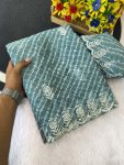 MODERN GEORGETTE SIMMER BANDHANI PRINT EMBROIDERY WORK SAREE WITH UNSTITCHED BLOUSE RAMA