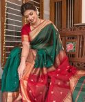MODERN LICHI SILK JACQUARD BORDER WORK SAREE WITH UNSTITCHED BLOUSE FESTIVE WEAR WHOLESALE PRICE ETHNIC GARMENT (3)