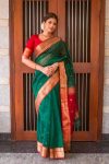 MODERN LICHI SILK JACQUARD BORDER WORK SAREE WITH UNSTITCHED BLOUSE FESTIVE WEAR WHOLESALE PRICE ETHNIC GARMENT (3)