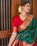 MODERN LICHI SILK JACQUARD BORDER WORK SAREE WITH UNSTITCHED BLOUSE FESTIVE WEAR WHOLESALE PRICE ETHNIC GARMENT (3)