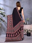 MODERN SEMI GAJI AJRAKH LAGDI WORK SAREE WITH UNSTITCHED BLOUSE WEDDING WEAR WHOLESALE PRICE ETHNIC GARMENT (20)