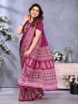 MODERN SEMI GAJI AJRAKH LAGDI WORK SAREE WITH UNSTITCHED BLOUSE WEDDING WEAR WHOLESALE PRICE ETHNIC GARMENT (23)