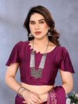 MODERN SEMI GAJI AJRAKH LAGDI WORK SAREE WITH UNSTITCHED BLOUSE WEDDING WEAR WHOLESALE PRICE ETHNIC GARMENT (23)