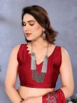 MODERN SEMI GAJI AJRAKH LAGDI WORK SAREE WITH UNSTITCHED BLOUSE WEDDING WEAR WHOLESALE PRICE ETHNIC GARMENT (33)
