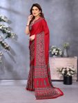 MODERN SEMI GAJI AJRAKH LAGDI WORK SAREE WITH UNSTITCHED BLOUSE WEDDING WEAR WHOLESALE PRICE ETHNIC GARMENT (33)