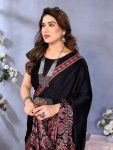 MODERN SEMI GAJI AJRAKH LAGDI WORK SAREE WITH UNSTITCHED BLOUSE WEDDING WEAR WHOLESALE PRICE ETHNIC GARMENT (20)