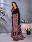 MODERN SEMI GAJI AJRAKH LAGDI WORK SAREE WITH UNSTITCHED BLOUSE WEDDING WEAR WHOLESALE PRICE ETHNIC GARMENT (20)