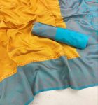 MOST PICKED LICHI SILK WEAVING WORK SAREE WITH UNSTITCHED BLOUSE WEDDING WEAR WHOLESALE PRICE ETHNIC GARMENT (1)