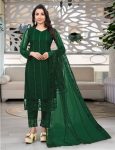 MOST PICKED NET EMBROIDERY WORK TOP BOTTOM WITH DUPATTA  GREEN