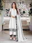 MOST PICKED NET EMBROIDERY WORK TOP BOTTOM WITH DUPATTA  WHITE