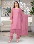 MOST PICKED NET EMBROIDERY WORK TOP BOTTOM WITH DUPATTA  BABY PINK