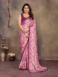 MOST PICKED SATIN PATTI PRINTED SAREE WITH FULLY EMBROIDERY WORK UNSTITCHED BLOUSE PINK