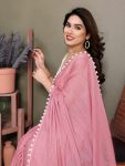 MOST TRENDING SATIN POLYESTER ZARI PLAIN SAREE WITH EMBROIDERY WORK UNSTITCHED BLOUSE PARTY WEAR WHOLESALE PRICE ETHNIC GARMENT (15)