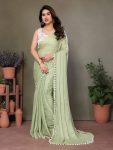 MOST TRENDING SATIN POLYESTER ZARI PLAIN SAREE WITH EMBROIDERY WORK UNSTITCHED BLOUSE PARTY WEAR WHOLESALE PRICE ETHNIC GARMENT (10)