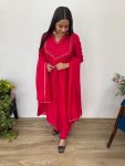 NEW ARRIVAL CHANDERI COTTON HAND WORK ANARKALI GOWN BOTTOM WITH DUPATTA FESTIVE WEAR WHOLESALE PRICE ETHNIC GARMENT (5)